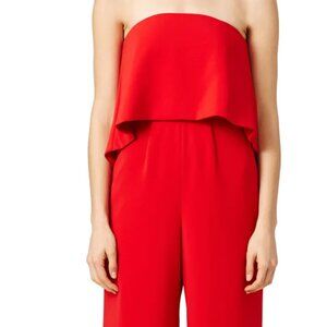 Jay Godfrey Red Retro Ruffle Jumpsuit, Size 4